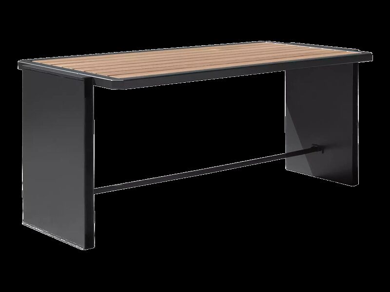 Tisch NATURA mit Jatobaholzbelattung, Stahlteile in RAL 7016 anthrazitgrau