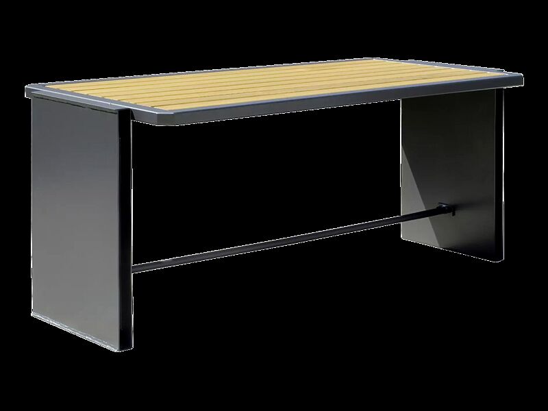 Tisch NATURA mit Eschenholzbelattung, Stahlteile in DB 703 eisenglimmer