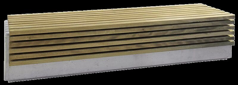 Sitzbank LITHOS WOOD ohne Rückenlehne, mit Kiefernholzbelattung, Beton in naturweiß - 18