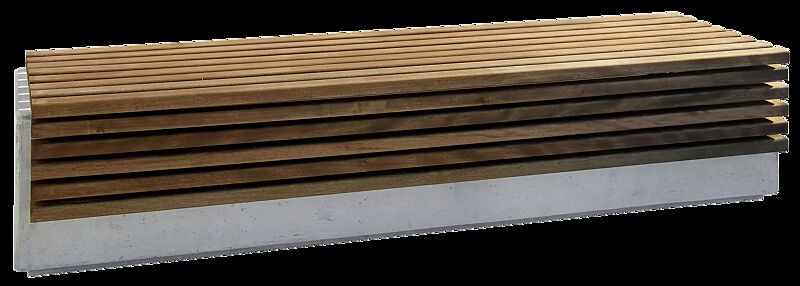 Sitzbank LITHOS WOOD ohne Rückenlehne, mit Jatobaholzbelattung, Beton in naturweiß - 18