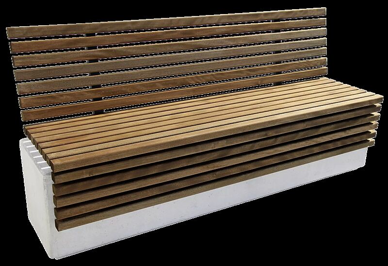 Sitzbank LITHOS WOOD mit Rückenlehne, mit Jatobaholzbelattung, Beton in naturweiß - 18