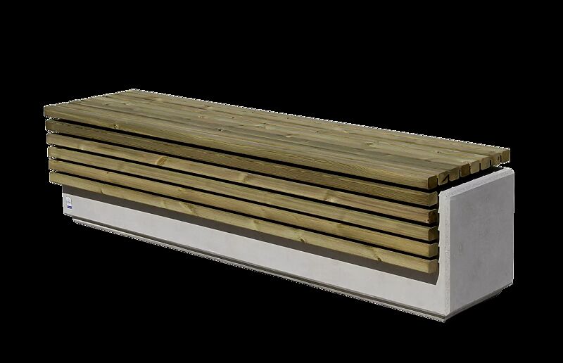 Sitzbank LITHOS WOOD ohne Rückenlehne, mit Kiefernholzbelattung, Beton in naturgrau - 19