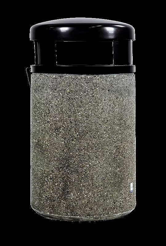 Abfallbehälter GARDA - H, Beton mit transparenter Beschichtung in sand - 4/A, Schutzdach in RAL 7021 schwarzgrau