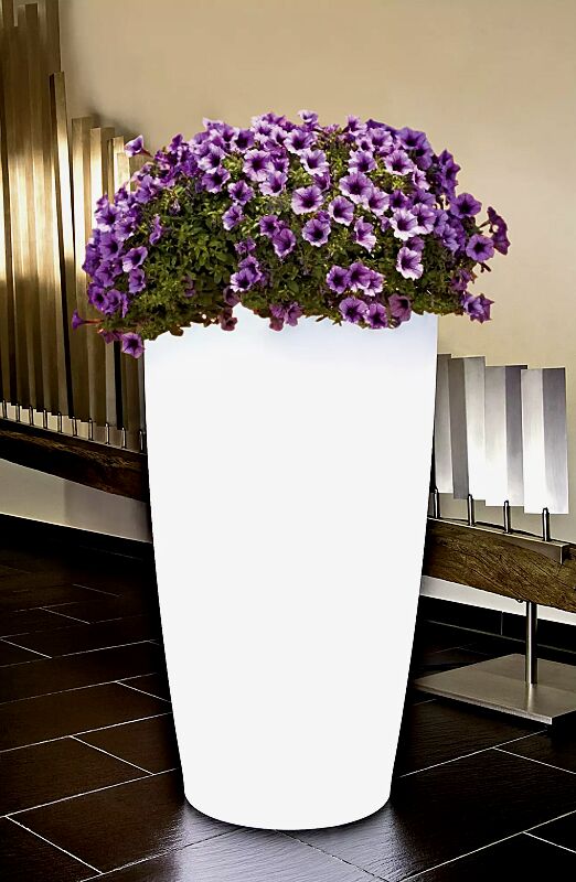 Pflanzbehälter UNA-LIGHT, Höhe 900 mm, transluzent beleuchtet