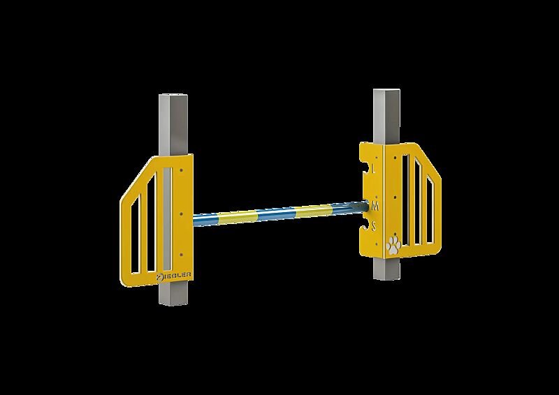 Hundesprunghürde ONNI, Kunststoffelemente ähnlich RAL 1023 verkehrsgelb und RAL 9003 signalweiß