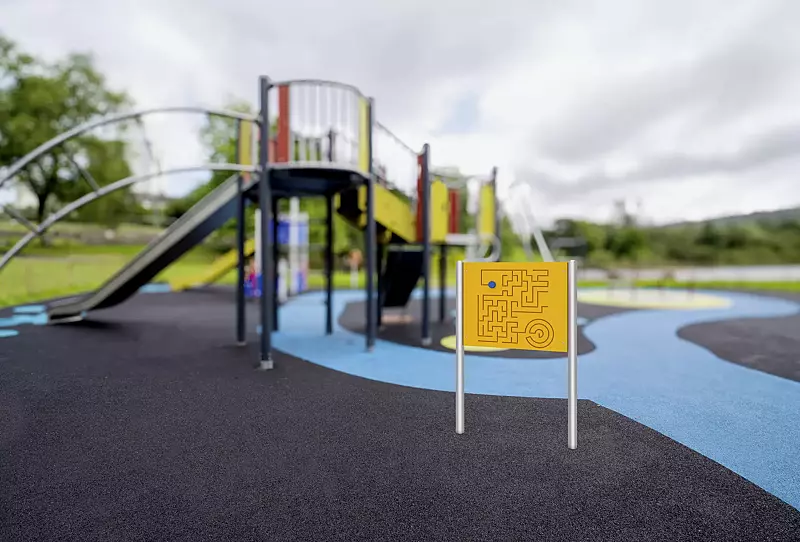Motoriktafel KENO, HDPE-Kunststoffpaneele in signalgelb ähnlich RAL 1003