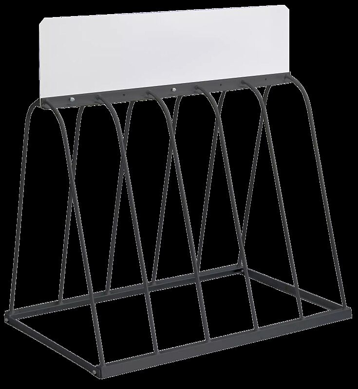 Werbefahrradständer WARWICK mit Werbeschild, 5 Stellplätze, in RAL 7012 basaltgrau