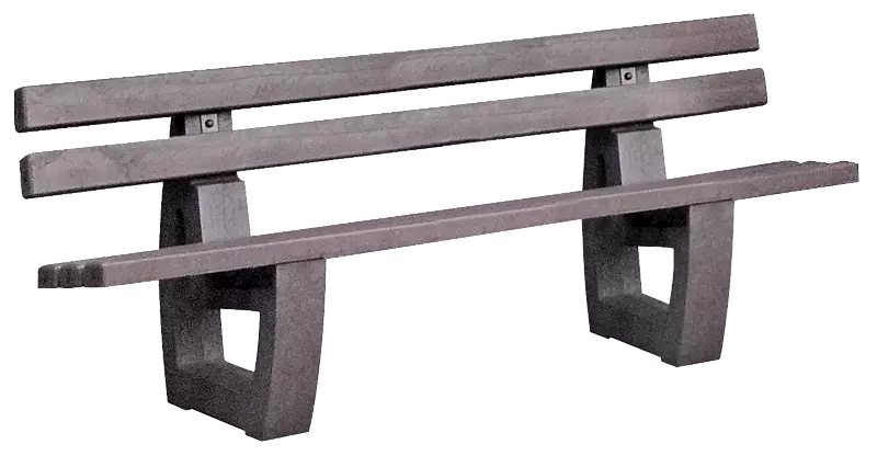 Sitzbank MATERA aus Recycling-Kunststoff in braun und Recycling-Unterkonstruktion in grau, Länge 2000 mm