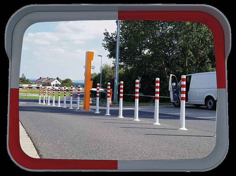 Verkehrsspiegel HOFFEN 800 x 600 mm, rot-weiß