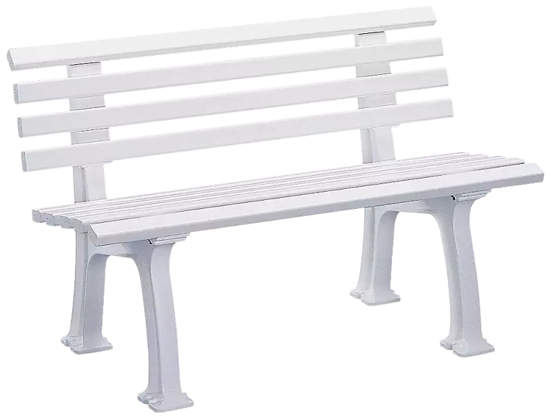 Sitzbank URBINO mit Rückenlehne, aus Kunststoff in weiß, Länge 1200 mm