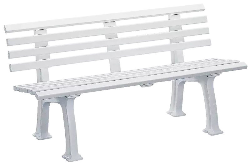Sitzbank URBINO mit Rückenlehne, aus Kunststoff in weiß, Länge 2000 mm