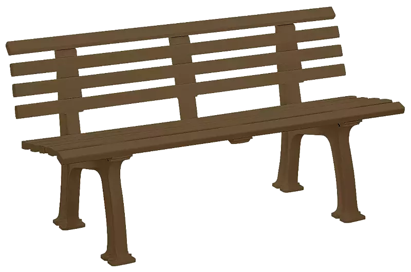 Sitzbank URBINO mit Rückenlehne, aus Kunststoff in braun, Länge 2000 mm