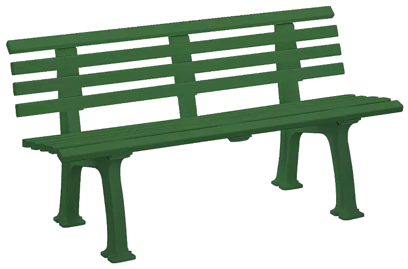 Sitzbank URBINO mit Rückenlehne, aus Kunststoff in grün, Länge 2000 mm