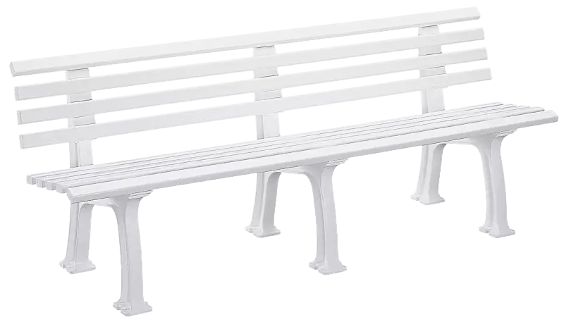 Sitzbank URBINO mit Rückenlehne, aus Kunststoff in weiß, Länge 2000 mm