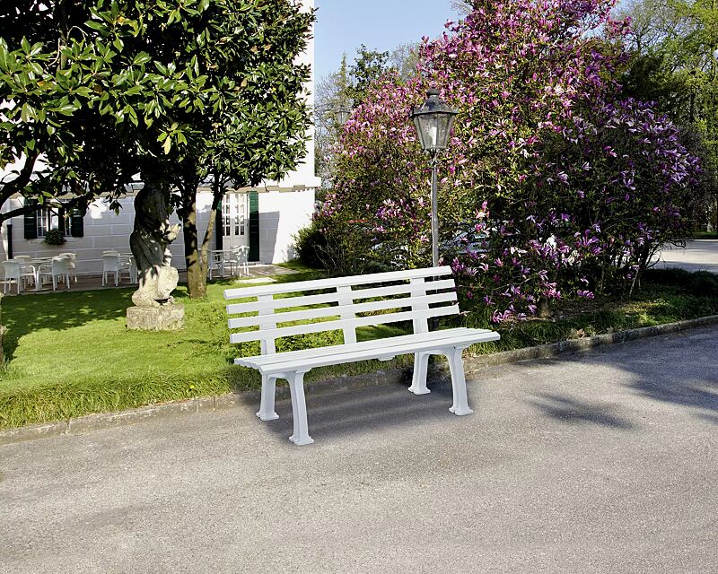 Sitzbank URBINO mit Rückenlehne, in weiß, Breite 1500 mm