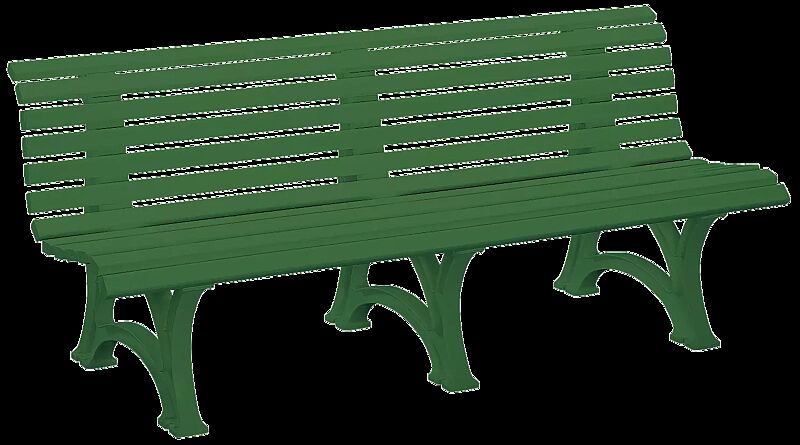 Sitzbank RIETI mit Rückenlehne, aus Kunstoff in grün, Länge 1500 mm