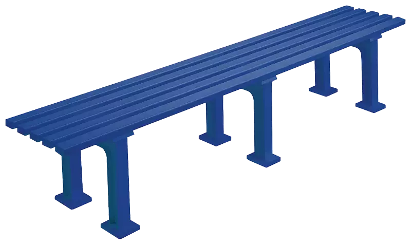 Sitzbank URBINO ohne Rückenlehne, aus Kunststoff in blau, Länge 2000 mm