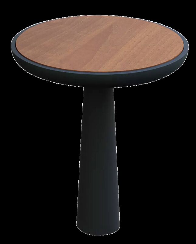 Sitzhocker TEO mit Sitzfläche aus Holz, Gusseisenteile in RAL 7016 anthrazitgrau