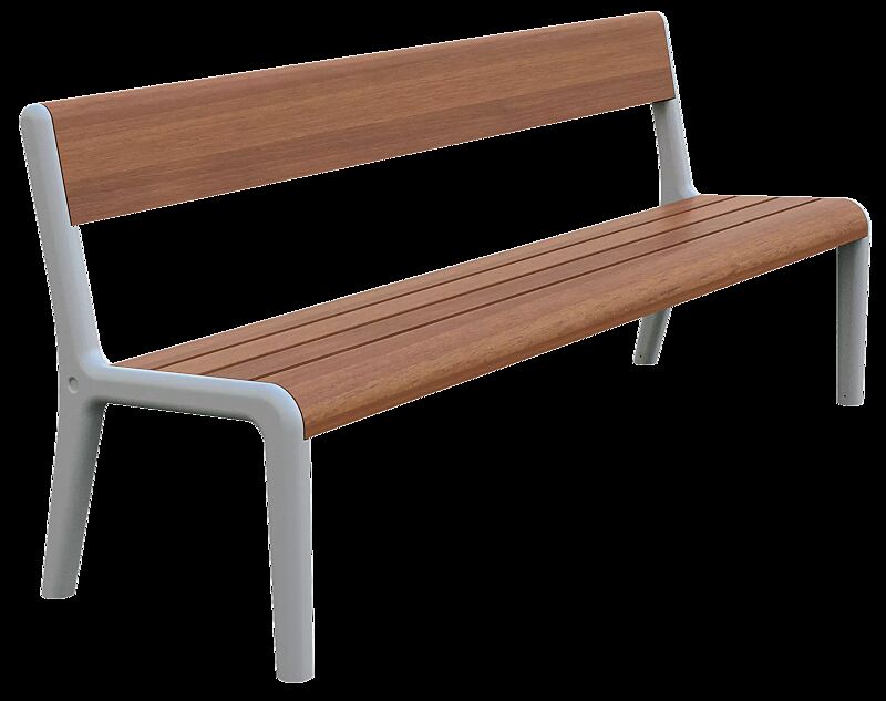 Sitzbank TEO mit Rückenlehne, Gusseisenteile in RAL 7035 lichtgrau