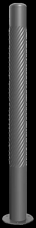 Poller STRIUM HELIX mit Rundkopf, zum Aufdübeln, in RAL 7037 staubgrau