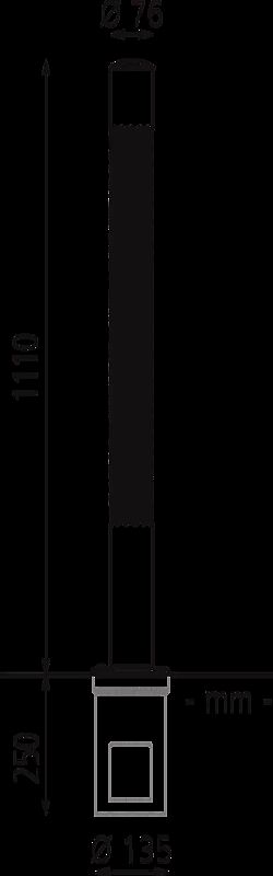 Poller STRIUM HELIX herausnehmbar aus Bodenhülse, Ø 76 mm, Rundkopf