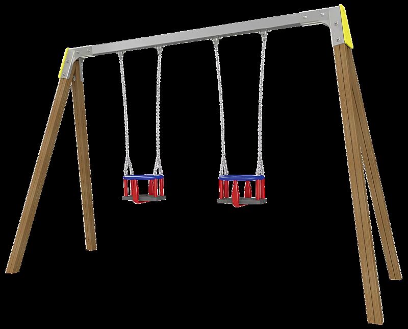 Kleinkindschaukel SWAY mit 2 Kleinkind-Sicherheitssitzen, Schaukelbalken in Edelstahl