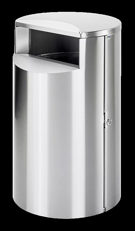 Abfallbehälter FINBIN CITY aus Edelstahl, 51 Liter, ohne Ascher, zur Wand- bzw. Pfostenbefestigung