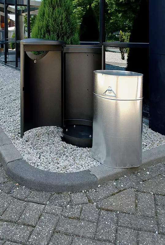 Abfallbehälter FINBIN ELLIPSE 100, 56 Liter,  zum Aufdübeln, Stahlteile in DB 703 eisenglimmer