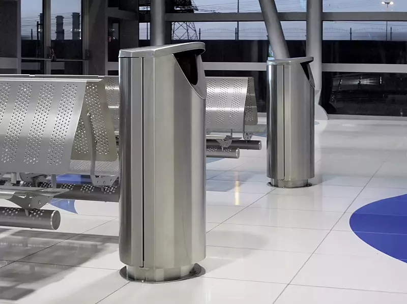 Abfallbehälter FINBIN ELLIPSE 100, 56 Liter,  zum Aufdübeln, aus Edelstahl