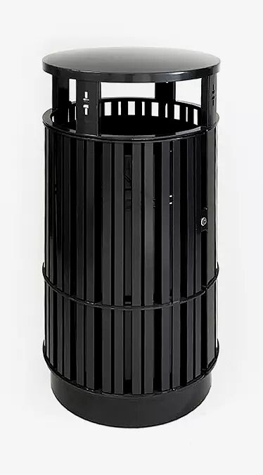 Abfallbehälter PLAZA, Stahlteile in RAL 9005 tiefschwarz