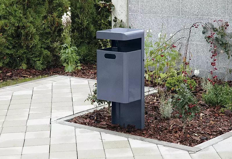 Abfallbehälter HALIFAX, 29 Liter, ohne Ascher, zum Einbetonieren, in RAL 7024 graphitgrau