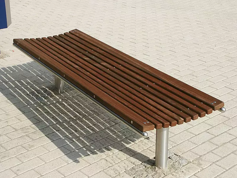 Sitzbank LOANO aus Edelstahl, mit Kambalaholzbelattung