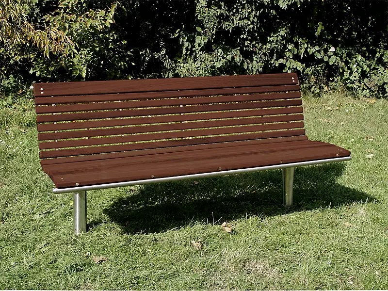 Sitzbank MERANO mit Rückenlehne, mit Kambalaholzbelattung