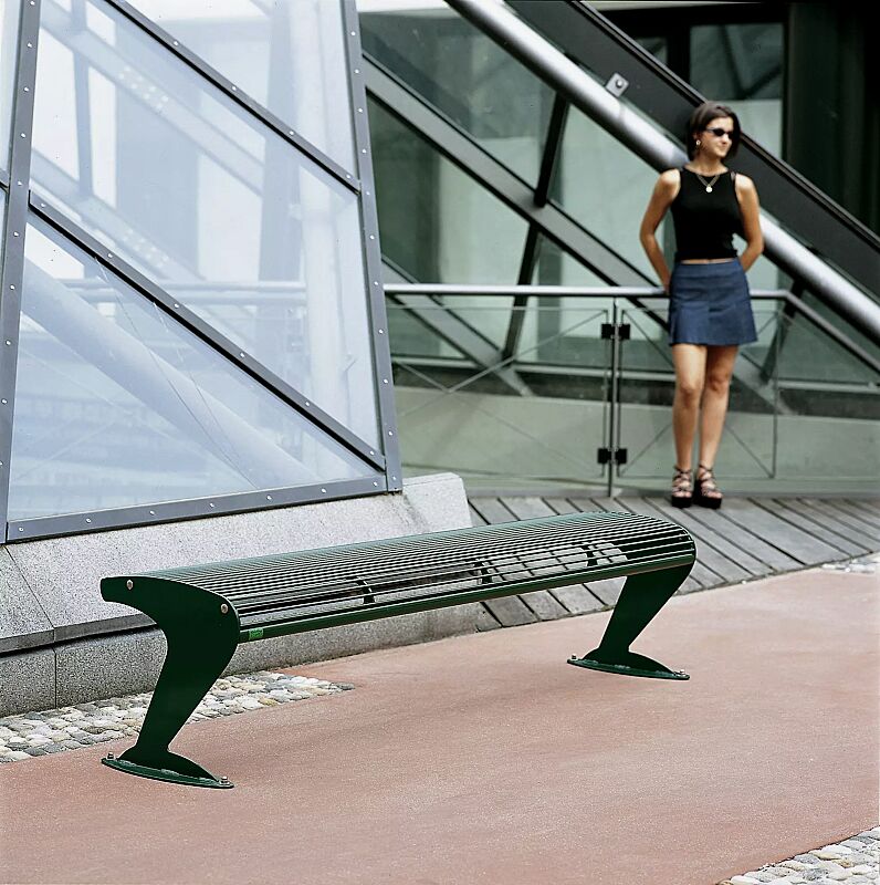 Sitzbank ALBATROS ohne Rückenlehne, in RAL 6005 moosgrün