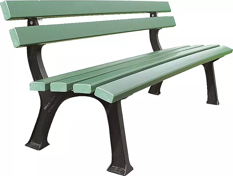 Sitzbank PRATO mit Recycling-Kunststofflatten in grün änlich RAL 6005
