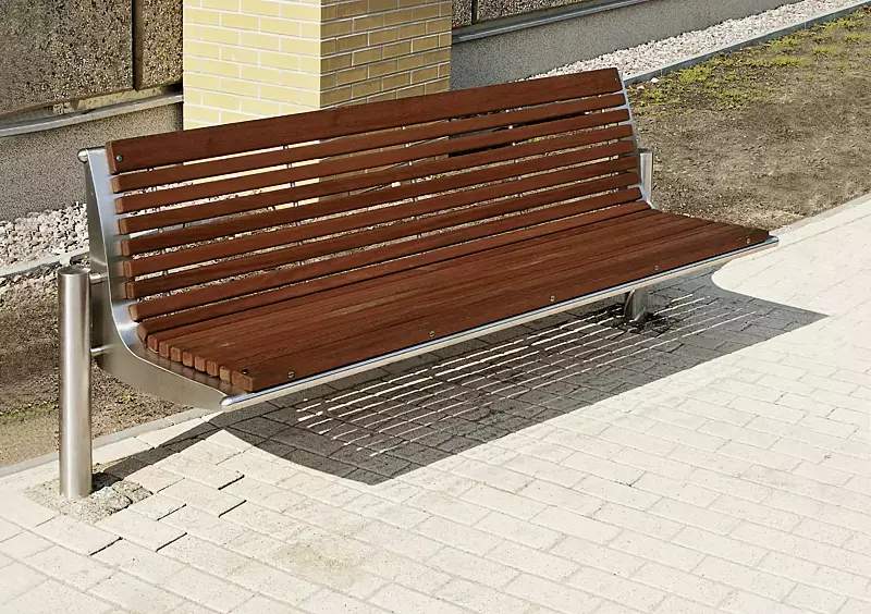Sitzbank WIEN mit Rückenlehne, mit Kambalaholzbelattung