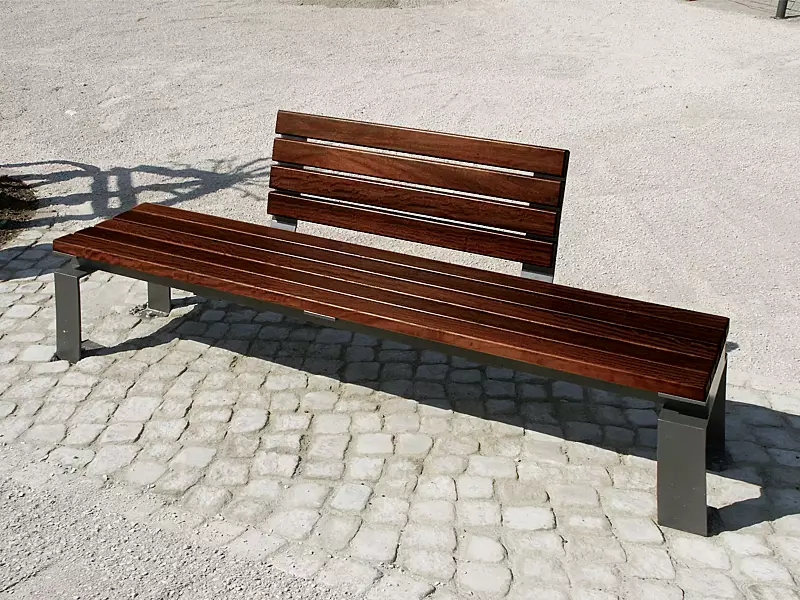 Sitzbank MAGIC mit 1 Rückenlehne (990 mm lang) mittig, Stahlteile in DB 703 eisenglimmer