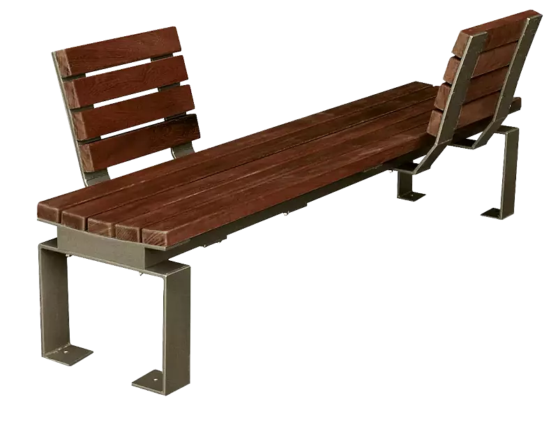 Sitzbank MAGIC mit 2 Rückenlehnen (je 495 mm lang) mittig, gegenüberliegend, Stahlteile in DB 703 eisenglimmer