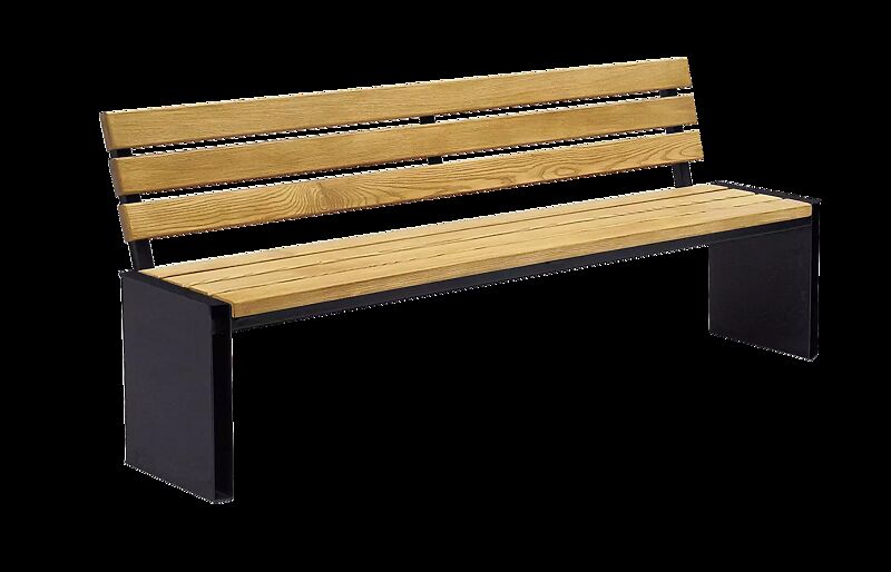 Sitzbank NATURA mit Rückenlehne, mit Eschenholzbelattung, Stahlteile in RAL 7016 anthrazitgrau