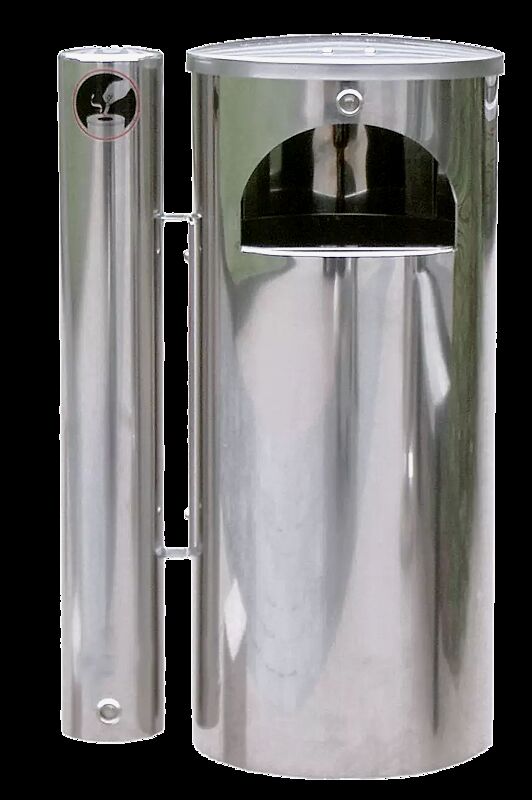 Abfallbehälter FINTWIN mit Ascher, aus Edelstahl