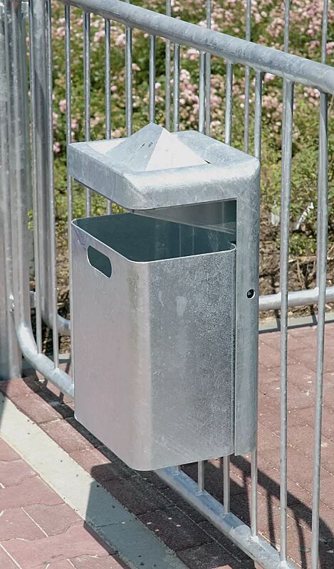Abfallbehälter OXFORD mit Ascher, zum Einbetonieren, feuerverzinkt