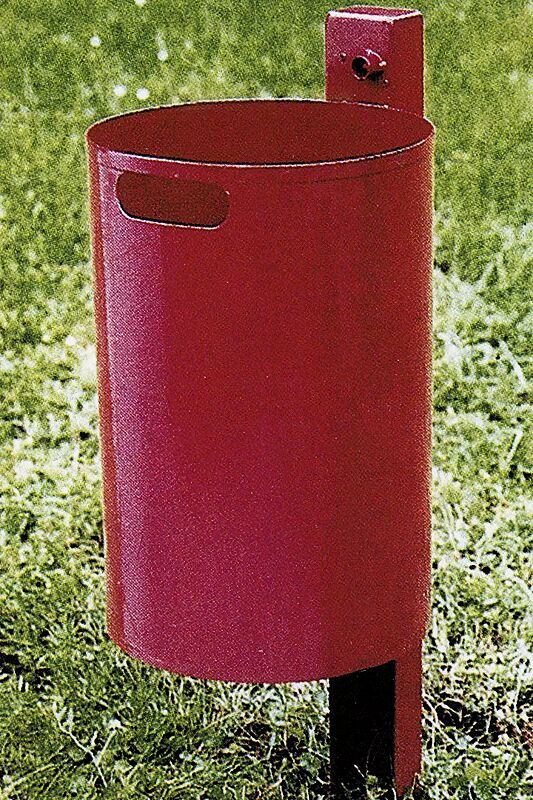 Abfallbehälter KINGSTON, Vollblech, ohne Schutzdach, in RAL 3002 karminrot