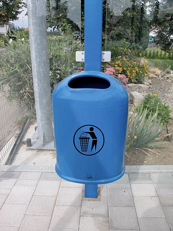 Abfallbehälter DERBY aus Stahl, in RAL 5015 himmelblau