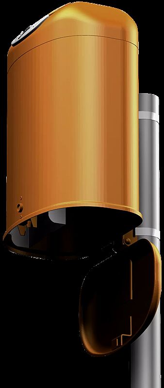 Detail: Bodenklappe zur Entleerung geöffnet