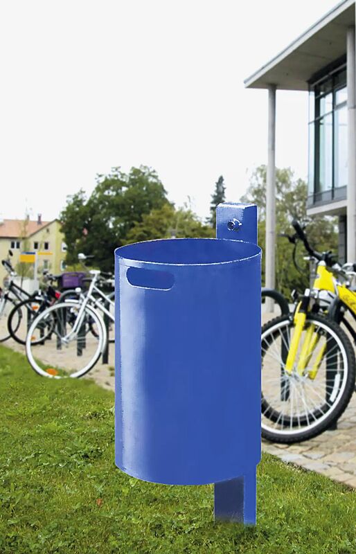 Abfallbehälter KINGSTON, Vollblech, ohne Schutzdach, in RAL 5017 verkehrsblau