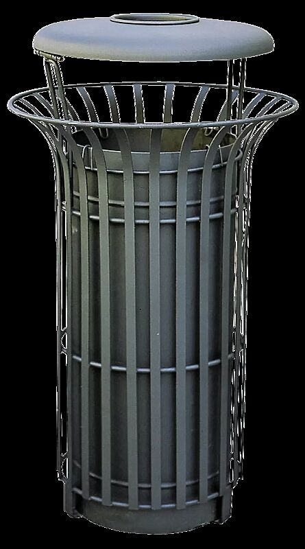 Abfallbehälter COROLLA, zum Aufdübeln, mit Schutzdach und Ascher, in RAL 7016 anthrazitgrau