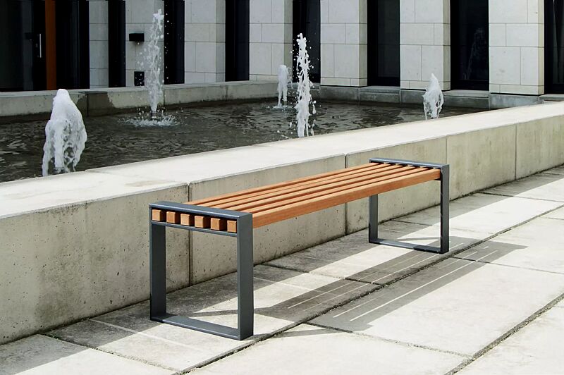 Sitzbank TAMORES, ohne Rückenlehne, Stahlteile in DB 703 eisenglimmer