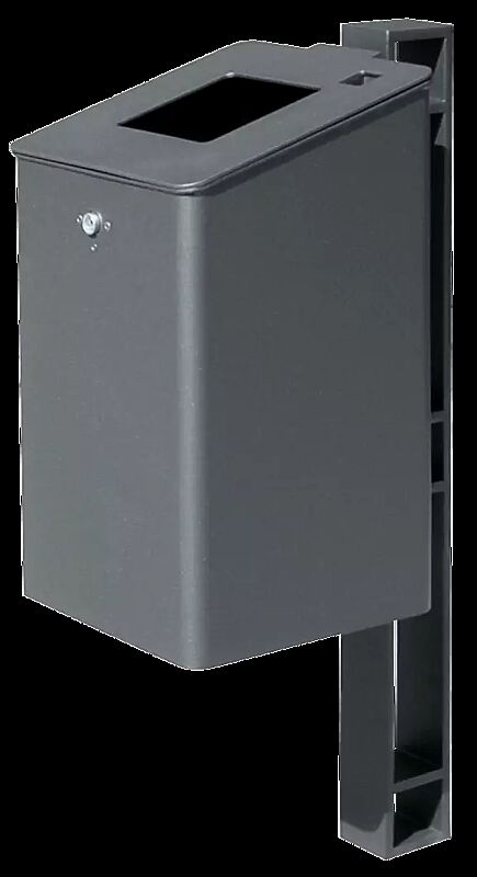 Abfallbehälter TAMORES mit Ascher, 50 Liter, in DB 703 eisenglimmer