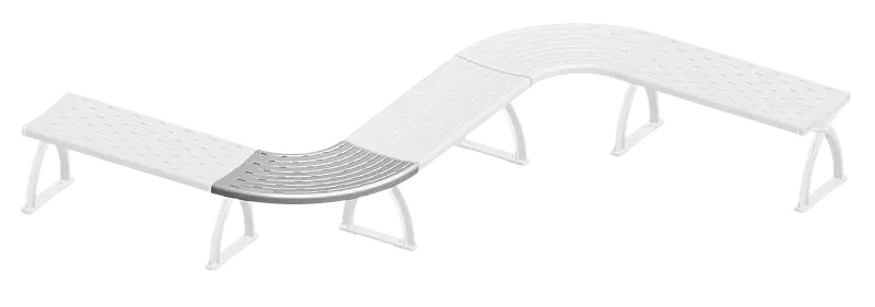  Sitzfläche für Sitzbank VASTO gebogen 90°, in RAL 9006 weißaluminium