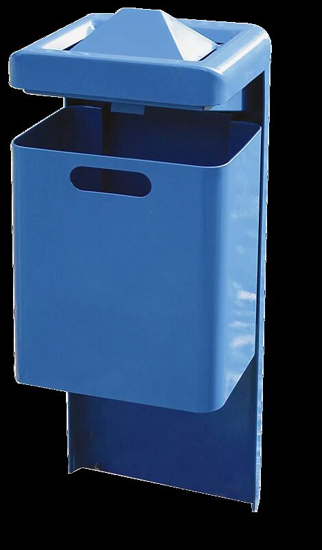 Abfallbehälter OXFORD mit Ascher, zum Einbetonieren, in RAL 5005 signalblau (Mehrpreis)